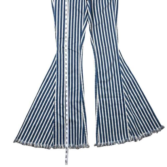 Show Me Your Mumu Womens Berkeley Bell Bottoms Striped Raw Hem Blue Size XS - Picture 14 of 14